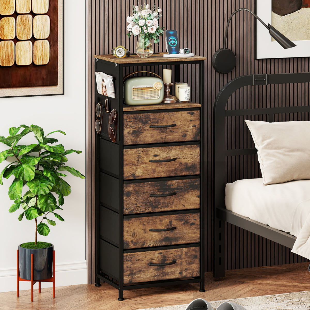 Nightstand With Charging Station, 39 Inches, Brown Nightstands at Gallery Canada
