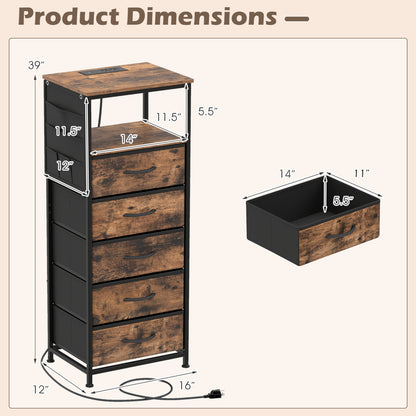 Nightstand With Charging Station, 39 Inches, Brown Nightstands at Gallery Canada
