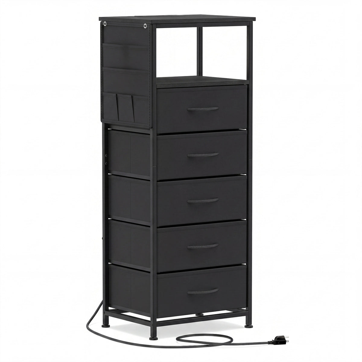 Nightstand With Charging Station, 39 Inches, Black Nightstands at Gallery Canada