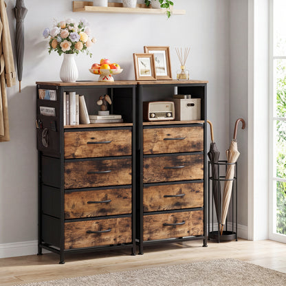 Nightstand with Charging Station, 34" Modern Bedside Table, Rustic Brown Nightstands at Gallery Canada