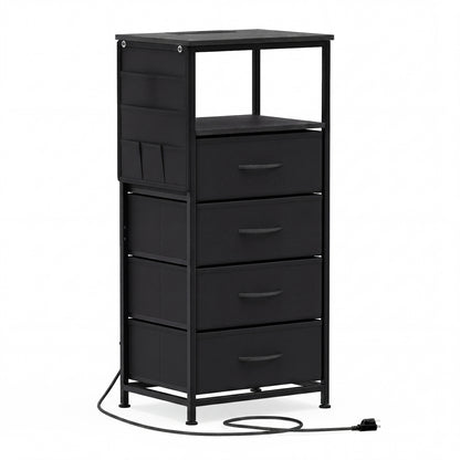 34" Modern Nightstand With Charging Station, Black Nightstands at Gallery Canada