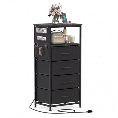 34" Modern Nightstand With Charging Station, Black Nightstands at Gallery Canada