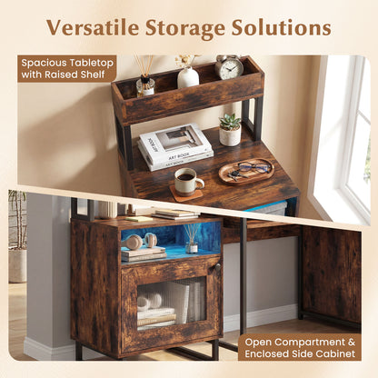 Nightstand with LED Lights, Modern End Table, Size, Rustic Brown Nightstands at Gallery Canada