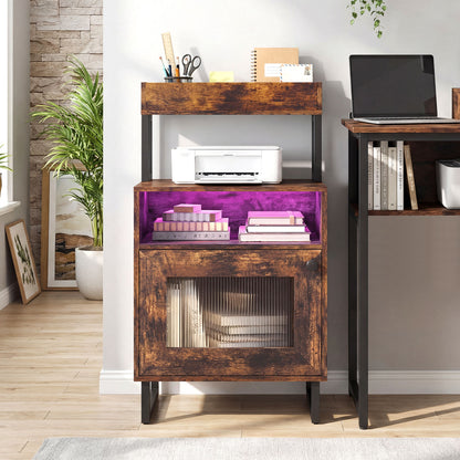 Nightstand with LED Lights, Modern End Table, Size, Rustic Brown Nightstands at Gallery Canada
