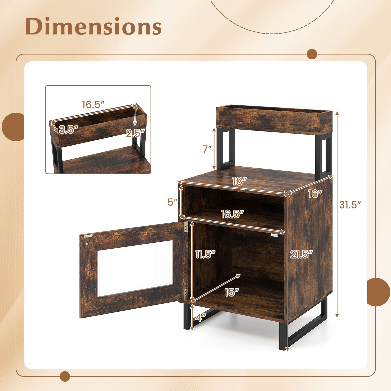 Nightstand with LED Lights, Modern End Table, Size, Rustic Brown Nightstands at Gallery Canada