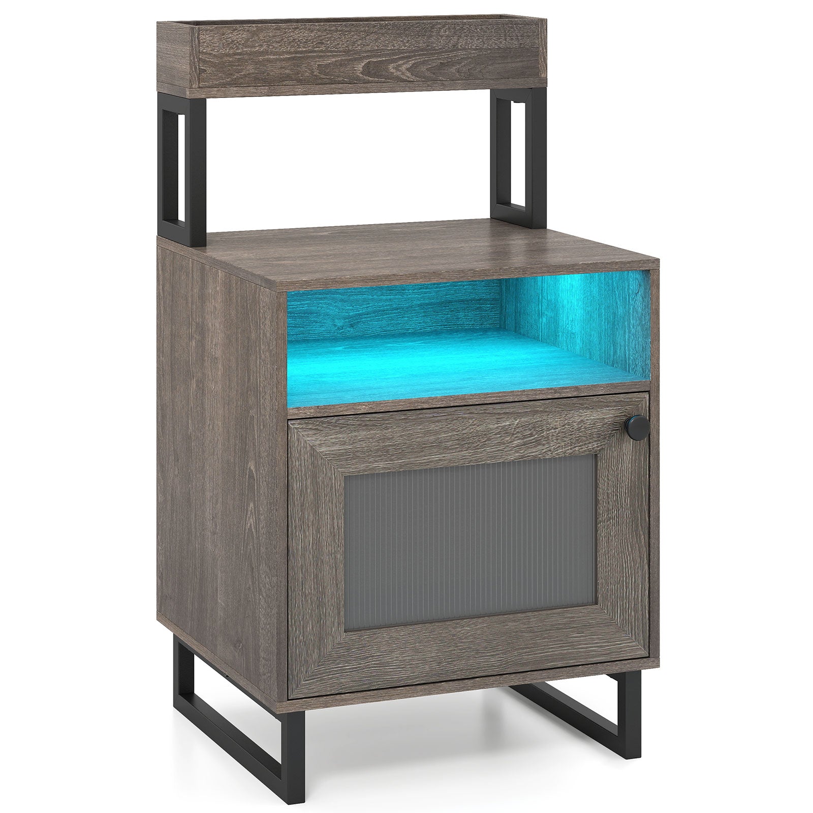 Modern LED Nightstand With Storage Cabinet, Gray Nightstands at Gallery Canada