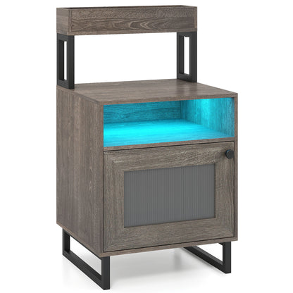 Modern LED Nightstand With Storage Cabinet, Gray Nightstands at Gallery Canada