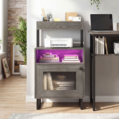 Modern LED Nightstand With Storage Cabinet, Gray Nightstands at Gallery Canada