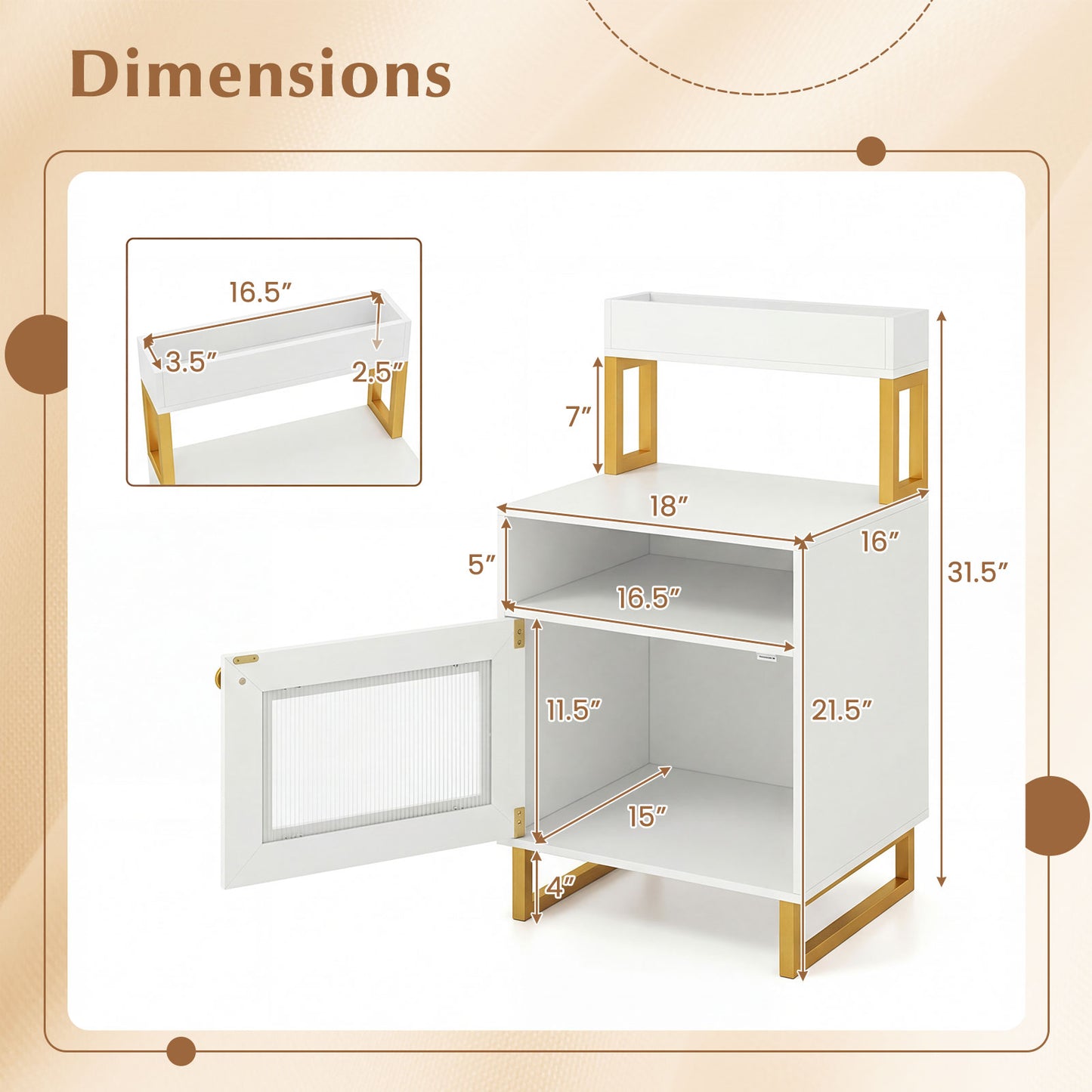 Modern LED Nightstand With Top Tray, Storage Cabinet, White Nightstands at Gallery Canada