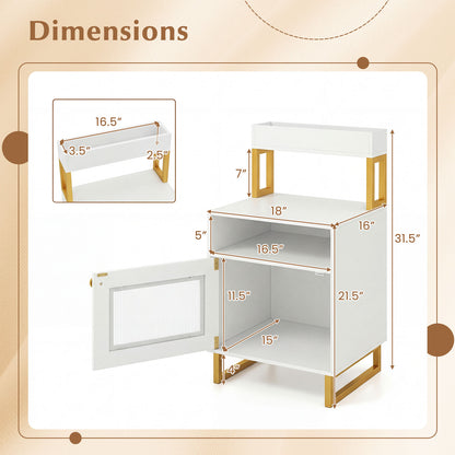 Modern LED Nightstand With Top Tray, Storage Cabinet, White Nightstands at Gallery Canada