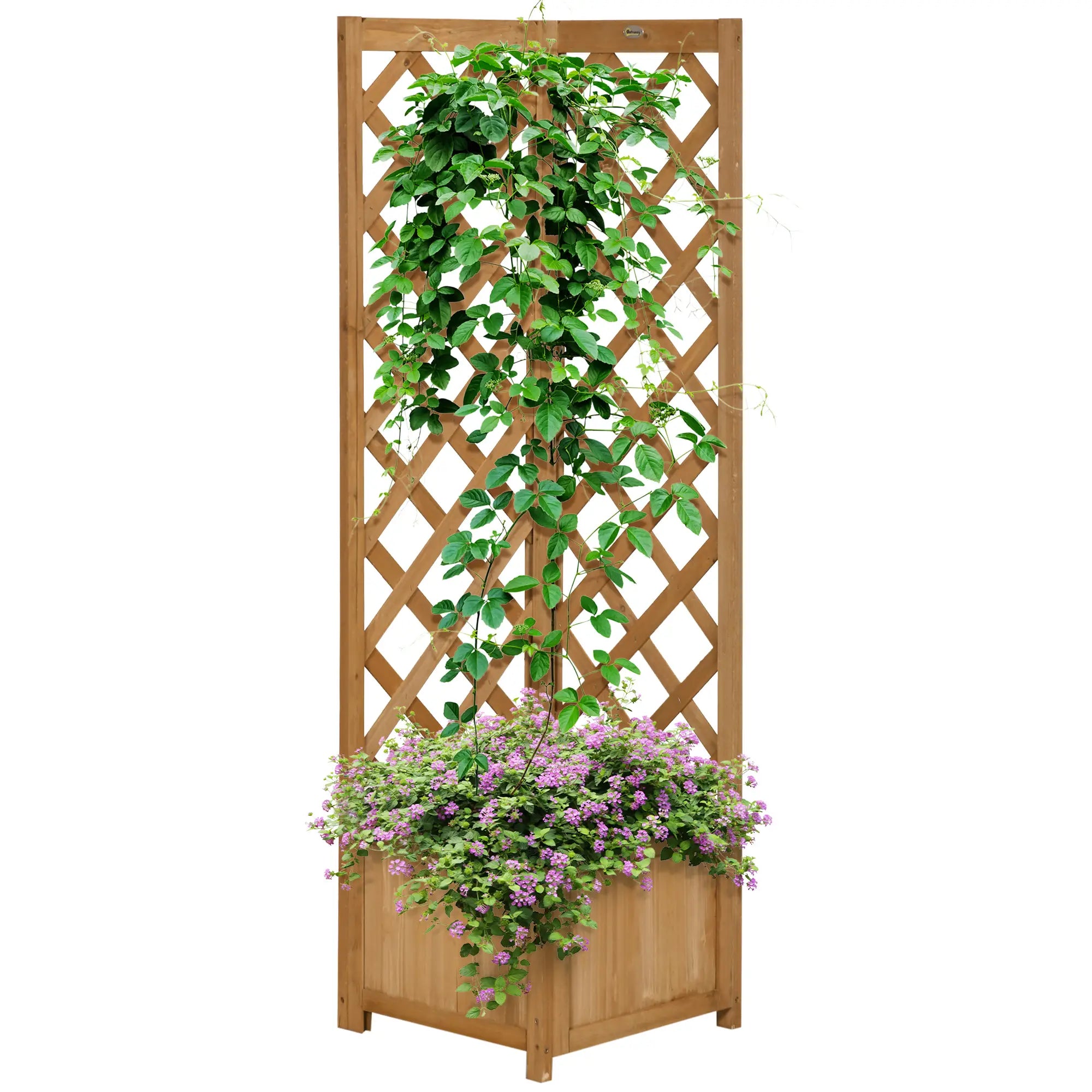 Wood Planter Raised Garden Bed With Trellis, 16