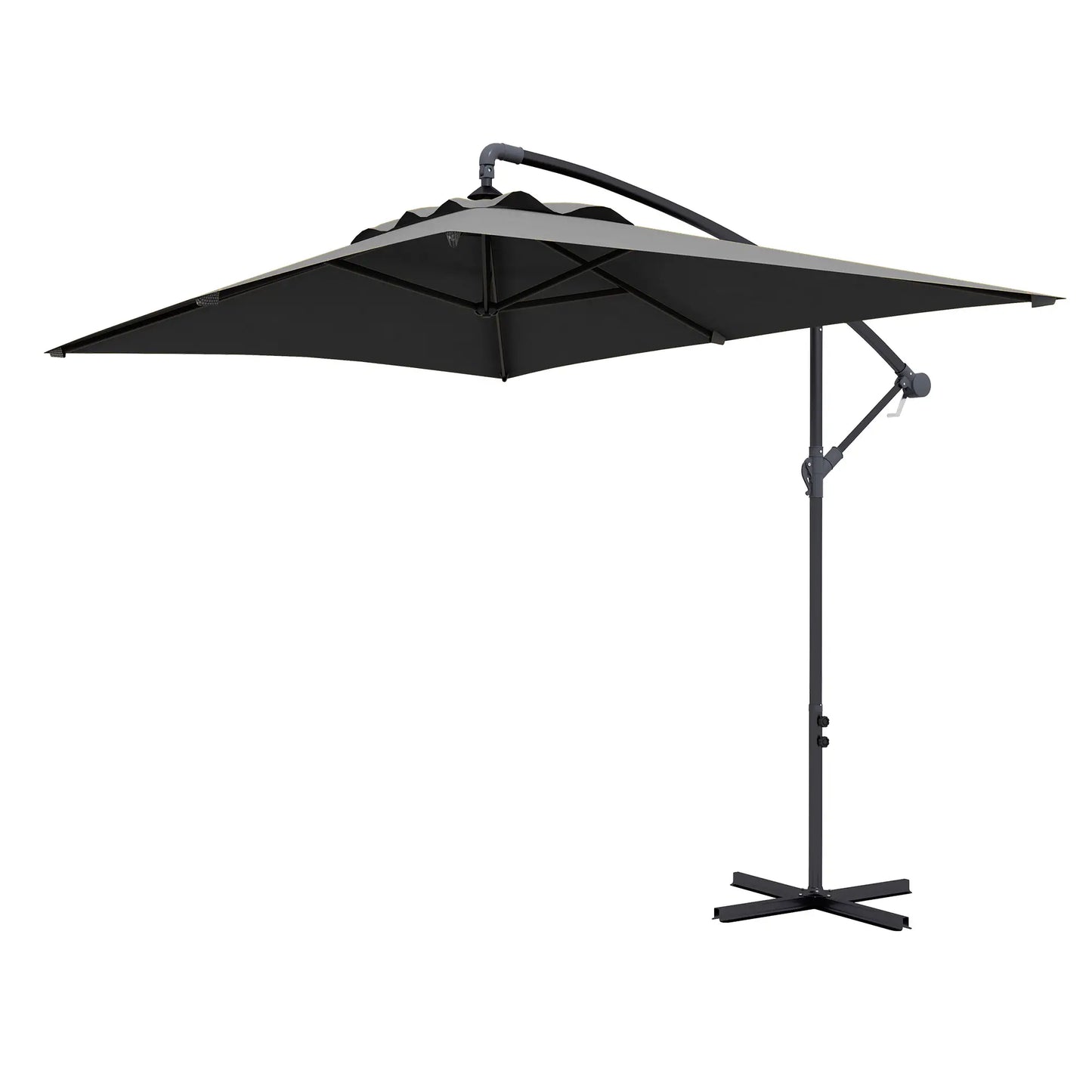 3m Patio Offset Umbrella, With Cross Base, Dark Grey Offset Cantilever Umbrellas Dark Grey at Gallery Canada