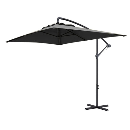 3m Patio Offset Umbrella, With Cross Base, Dark Grey Offset Cantilever Umbrellas Dark Grey at Gallery Canada