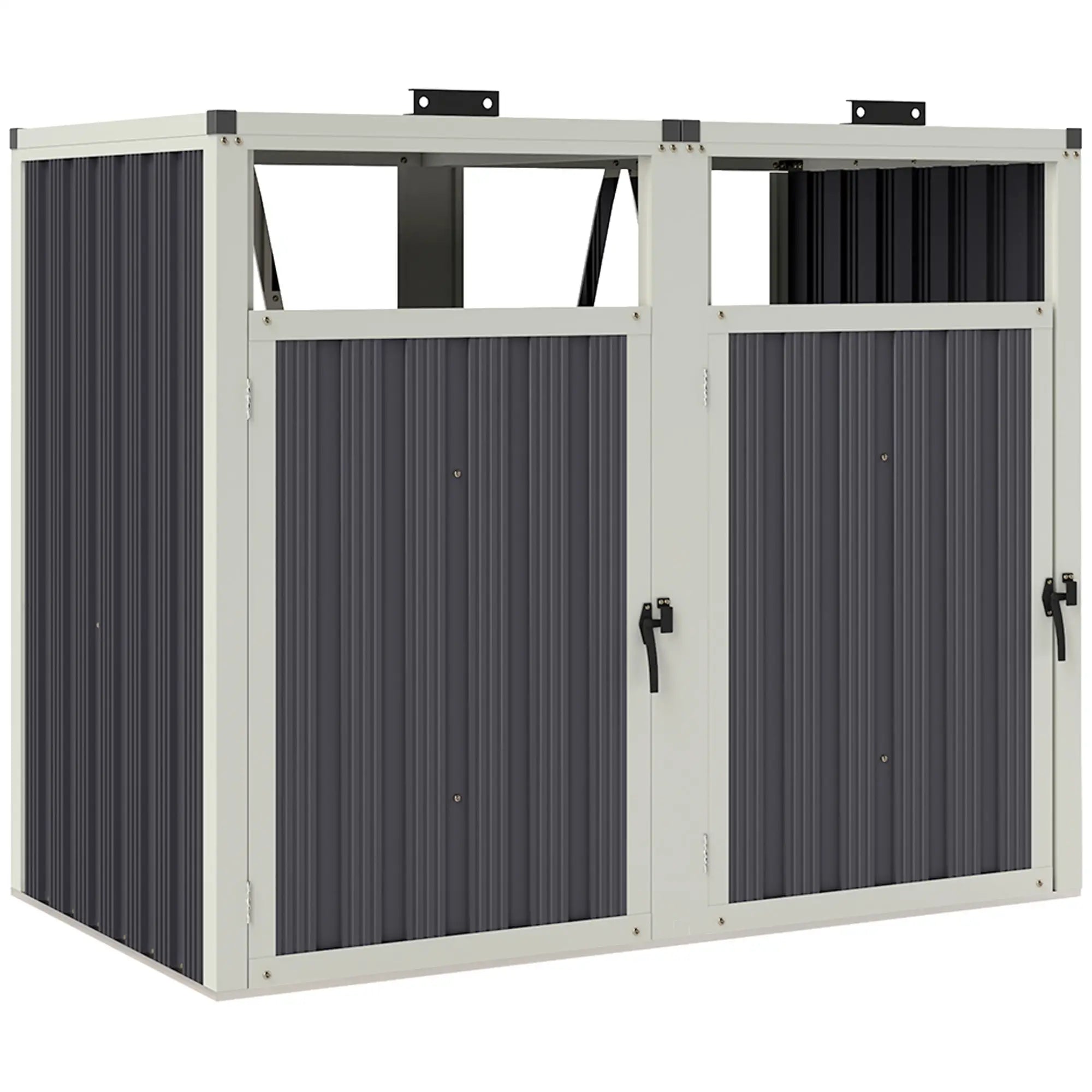 Double Garbage Bin Shed, Lockable Outdoor Storage, Dark Grey Sheds at Gallery Canada