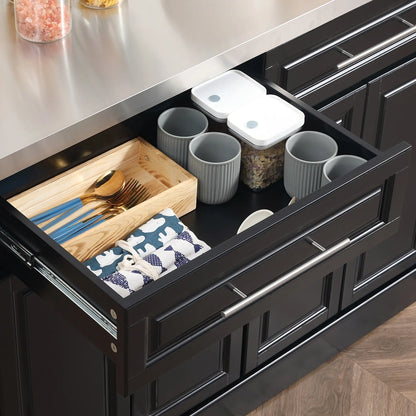 Rolling Kitchen Island with Storage and Stainless Steel Top, Kitchen Trolley with Drawers, Cabinets, Towel Rack Kitchen Islands & Kitchen Carts at Gallery Canada