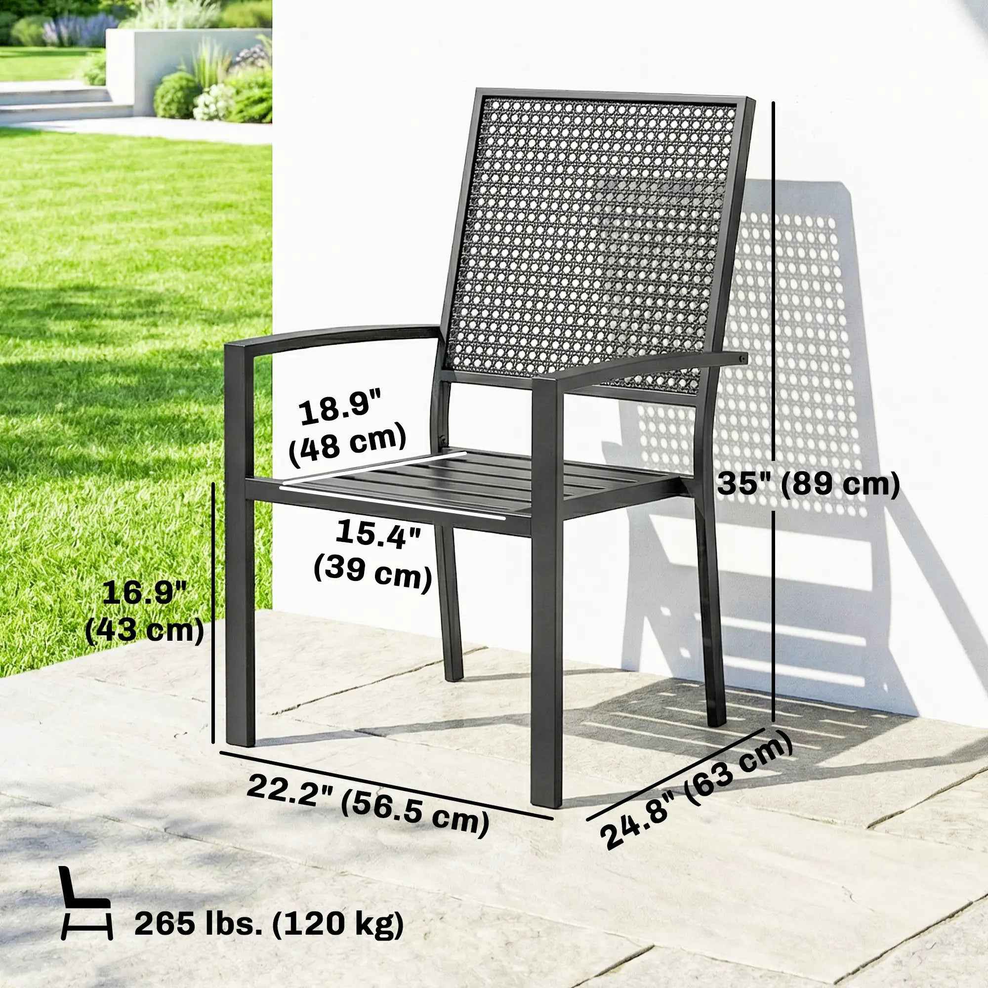 Stackable Patio Chairs Set Of 2, Outdoor Dining Chairs, Black Outdoor Dining Sets at Gallery Canada