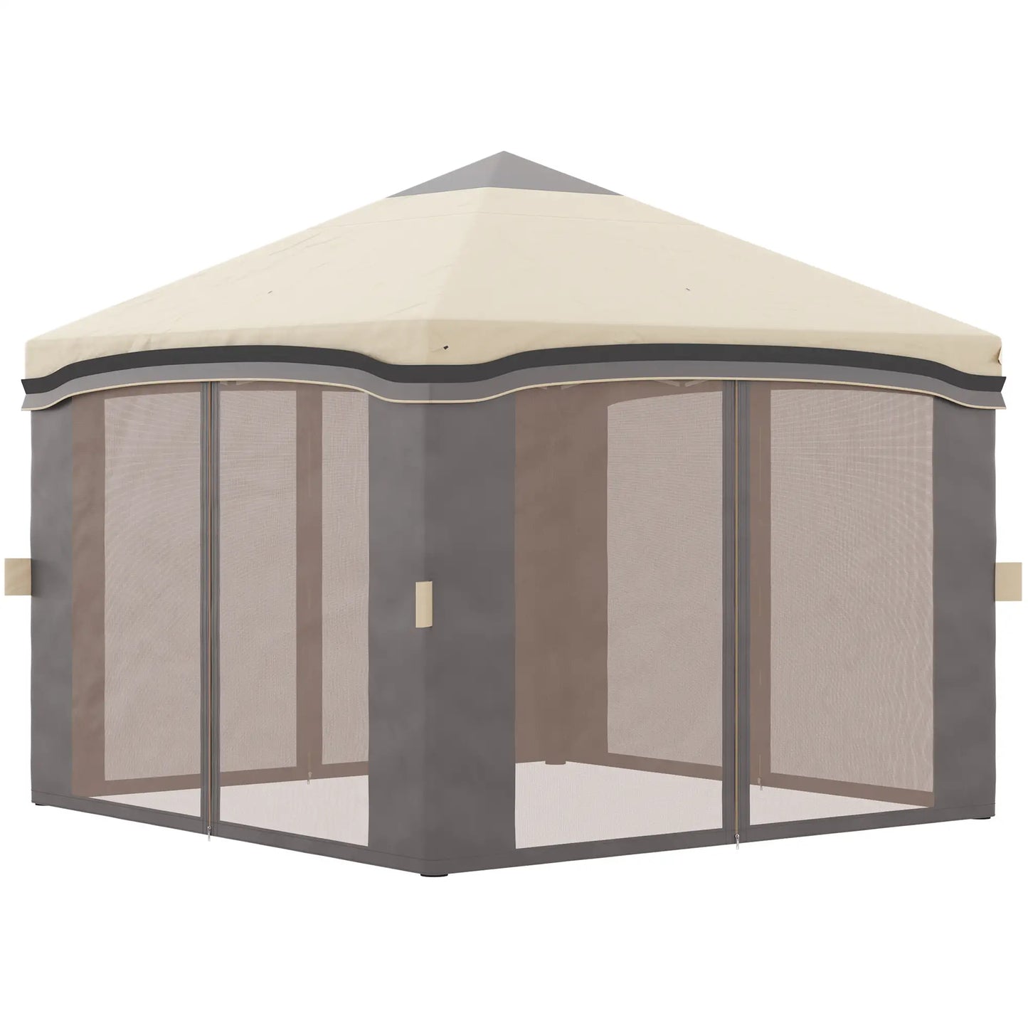 10' X 10' Pop Up Canopy With Netting, Foldable Tents, Height Adjustable Pop Up Canopies Beige, Brown at Gallery Canada