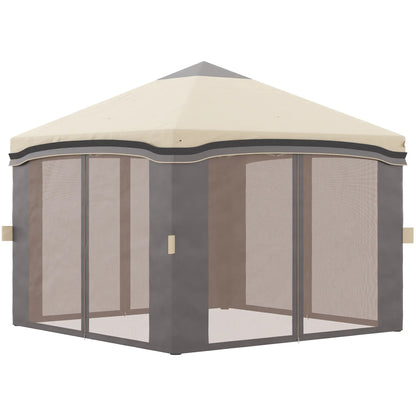 10' X 10' Pop Up Canopy With Netting, Foldable Tents, Height Adjustable Pop Up Canopies Beige, Brown at Gallery Canada