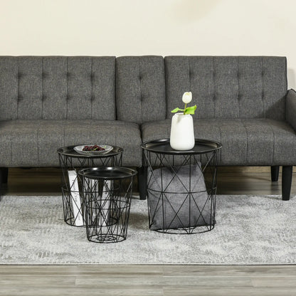 3 Nesting Coffee Tables With Storage, Round End Table, Basket Side Tables, Black Side Tables at Gallery Canada