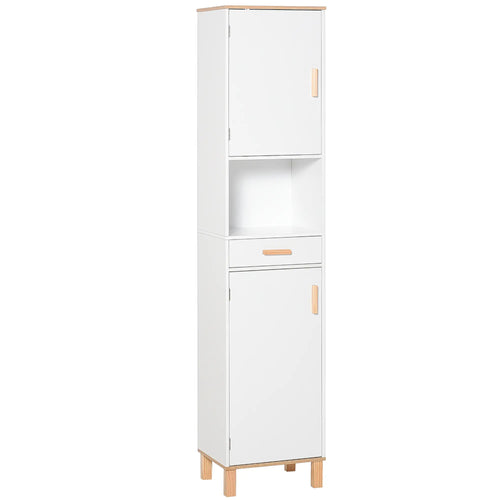 Bathroom Storage Cabinet, Floor Standing Linen Tower, White