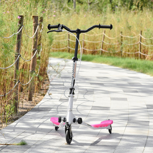Y Fliker Scooter, Outdoor Swing Wiggle Scooter, 3 Wheel Scooter for 6-8 Years Old, Pink - Gallery Canada