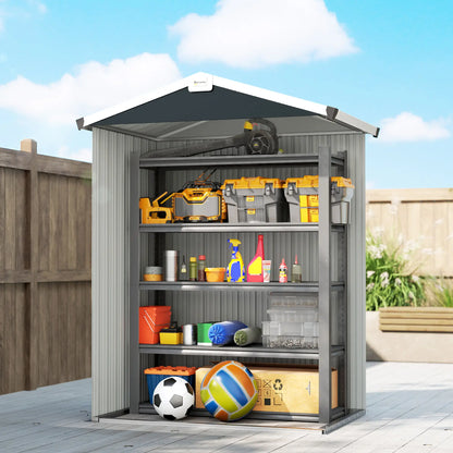 4.4' x 3' Metal Garden Shed, Outdoor Storage With Double Doors Sheds at Gallery Canada