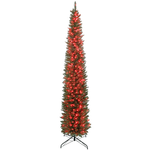 9ft DIY Synchronized LED Hinged Pencil Christmas Tree, Green
