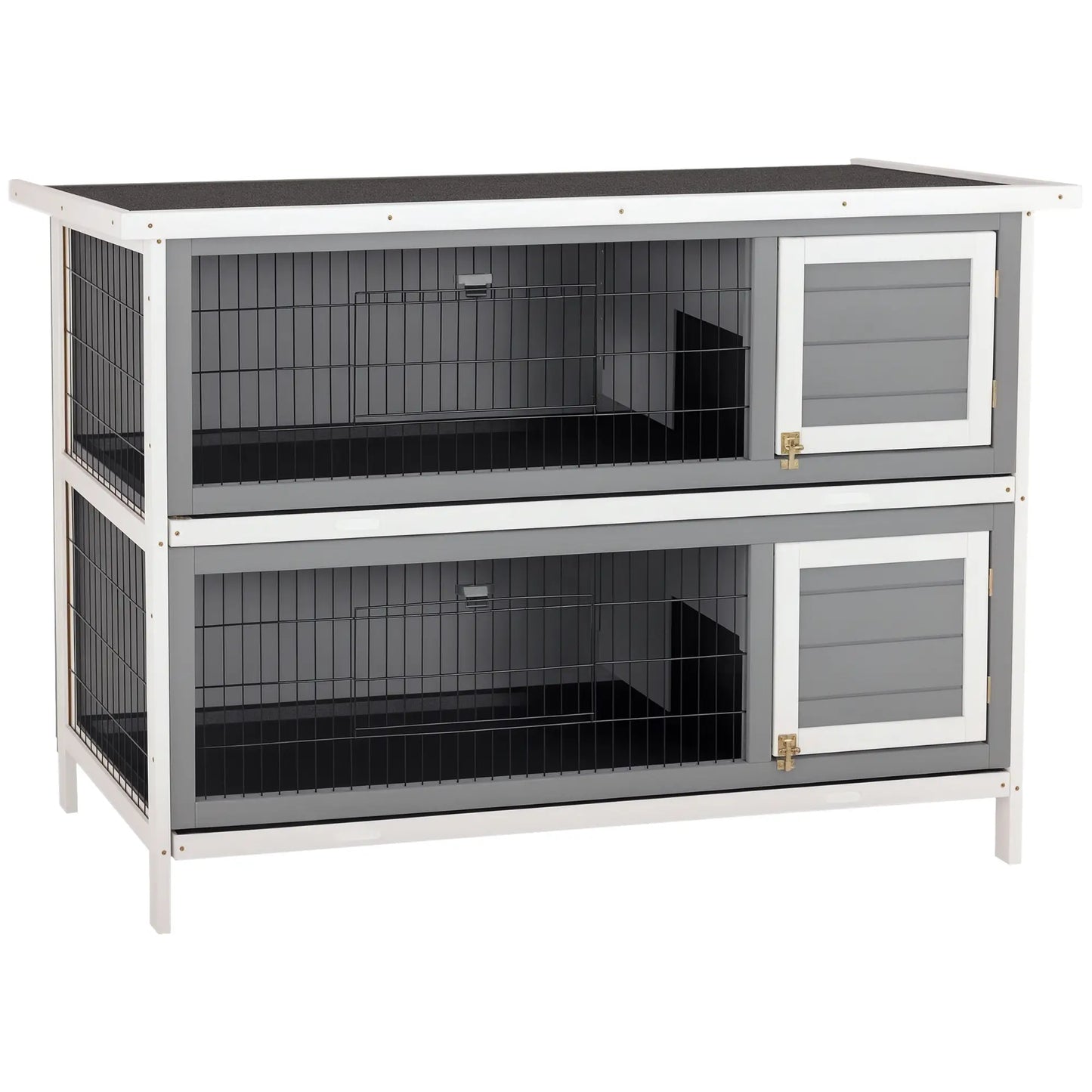 2 Tier Wooden Rabbit Hutch Bunny Pet House Wooden Coop Run, Grey Rabbit Hutch at Gallery Canada