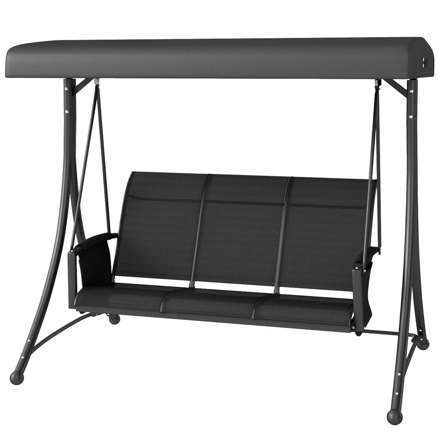 3 Person Porch Swing Chair, Adjustable Canopy, Black Porch Swings with Canopy Black at Gallery Canada