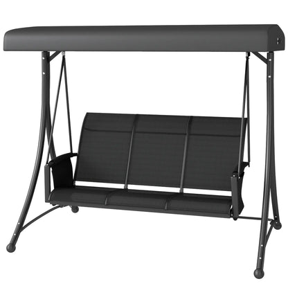 3 Person Porch Swing Chair, Adjustable Canopy, Black Porch Swings with Canopy Black at Gallery Canada