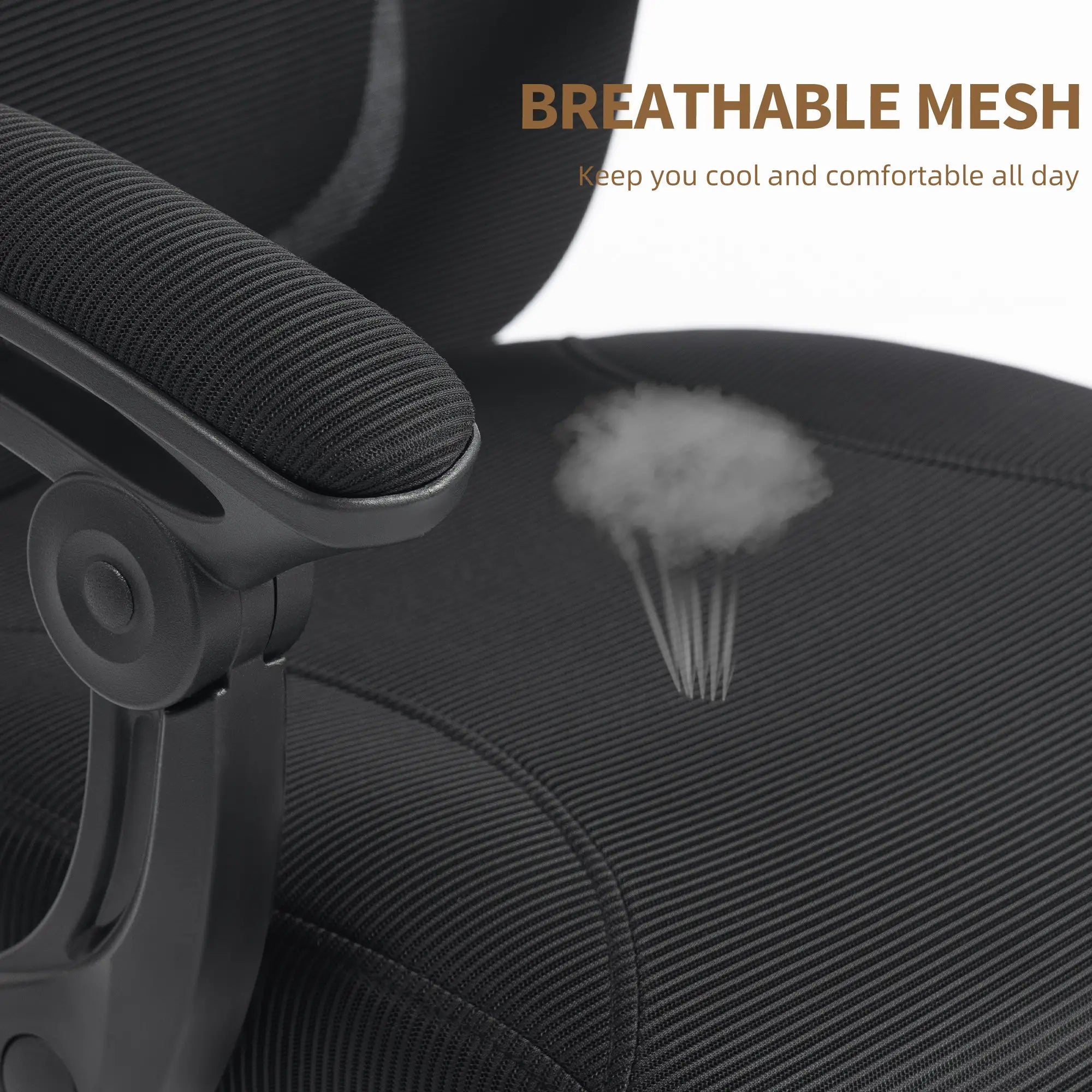 Ergonomic Mesh Office Chair, Adjustable Headrest, Lumbar Support, Black Task Chairs at Gallery Canada