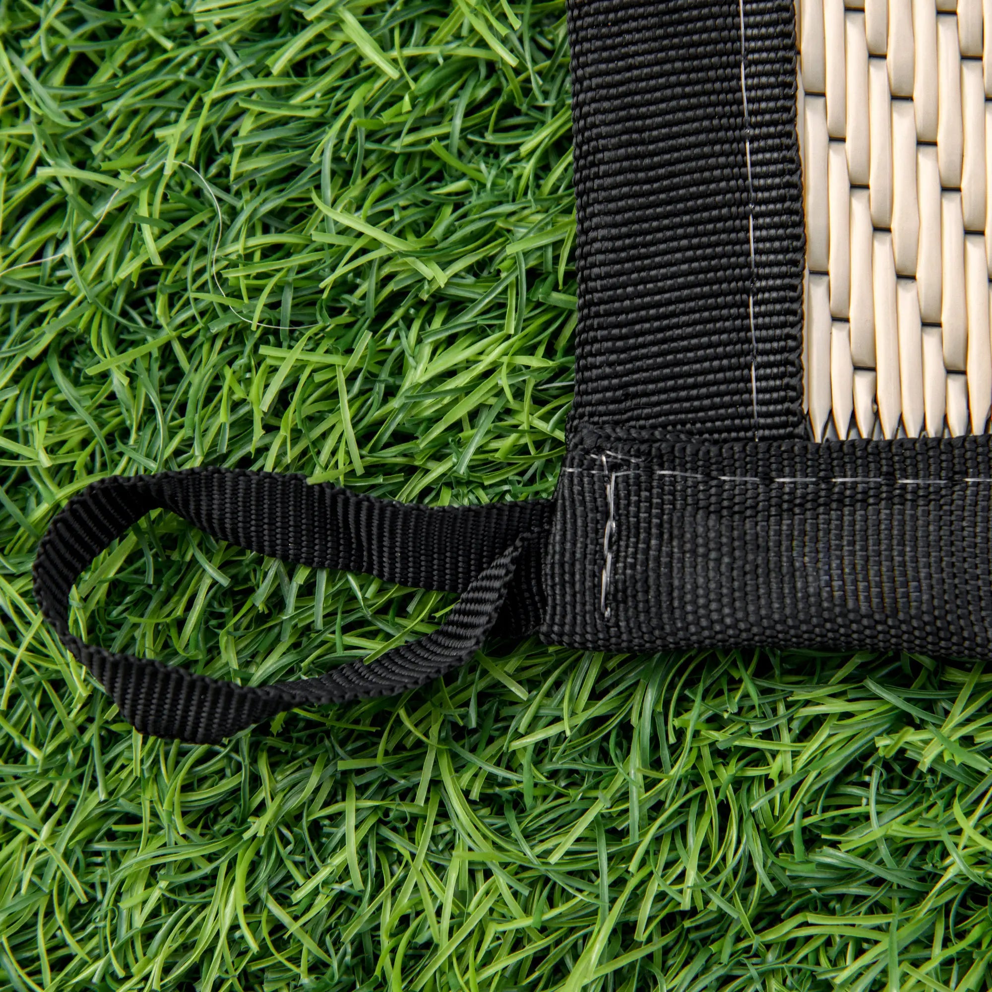 Reversible Outdoor RV Rug, 9' x 18', Patio Floor Mat, Black and Beige Outdoor Reversible Rugs at Gallery Canada