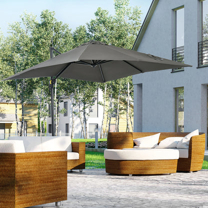 8' x 8' Square Patio Umbrella, 360° Rotation, Aluminum Cantilever, Grey Cantilever Umbrellas at Gallery Canada