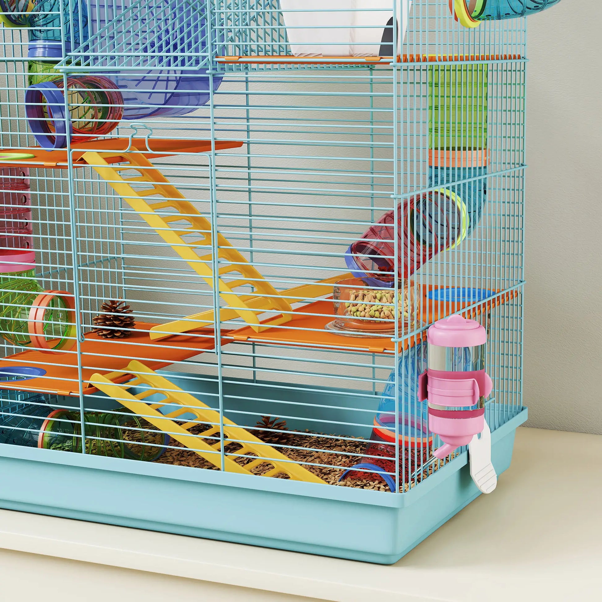 18.5" Hamster Cage, 5 Tiers, Tunnel Tube System, Exercise Wheel, Water Bottle, Light Blue Hamster Cages at Gallery Canada