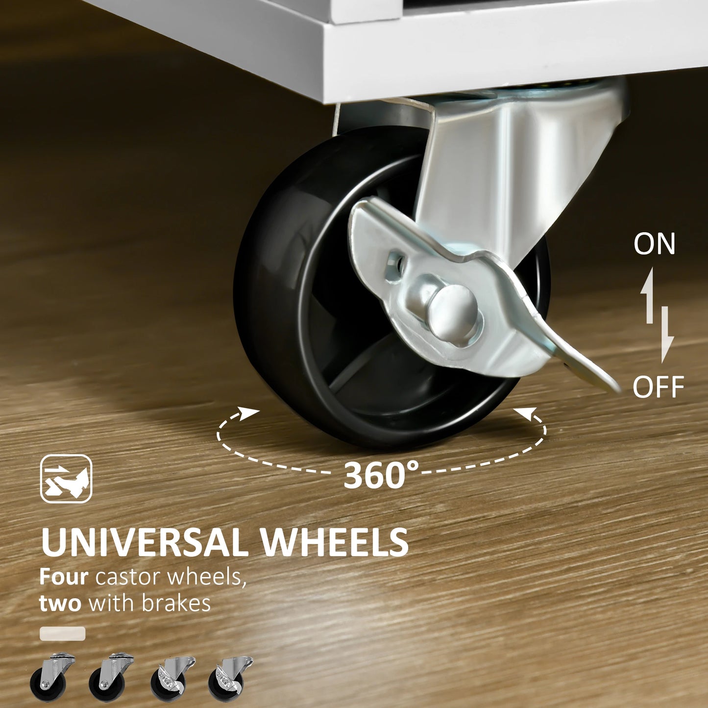 Rolling Kitchen Island, Cart with 2 Drawers, 2 Door Cabinets, 2-Doors, Grey Kitchen Islands & Kitchen Carts at Gallery Canada