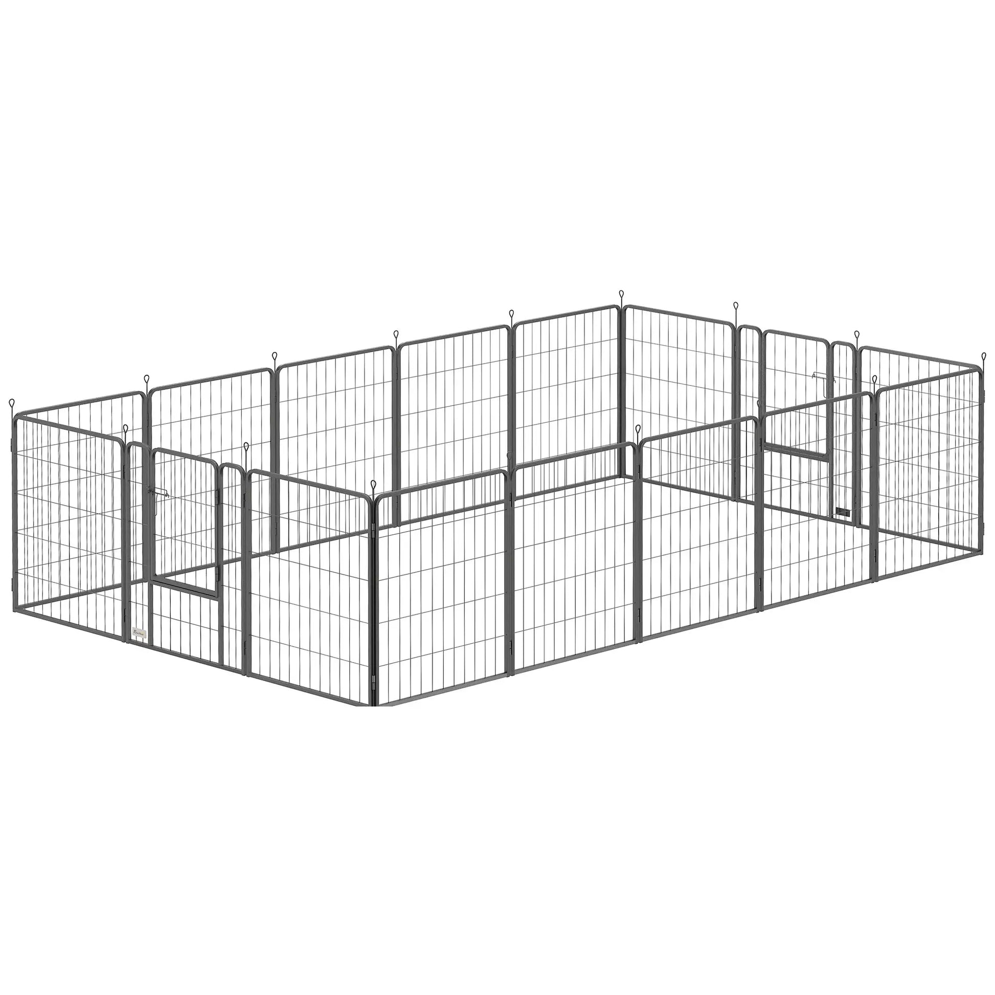 16 Panels Dog Playpen, Portable, for Medium Dogs, 31.5" H Houses, Kennels & Pens Black at Gallery Canada
