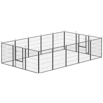 16 Panels Dog Playpen, Portable, for Medium Dogs, 31.5" H Houses, Kennels & Pens Black at Gallery Canada