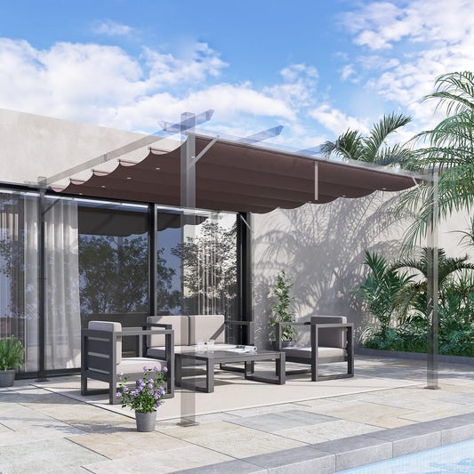 Retractable Pergola Canopy, 10' x 10', Coffee Gazebo Canopy Replacement Coffee at Gallery Canada