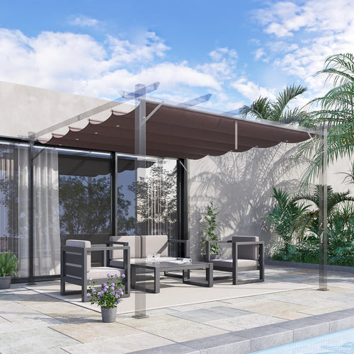 Retractable Pergola Canopy, 10' x 10', Coffee