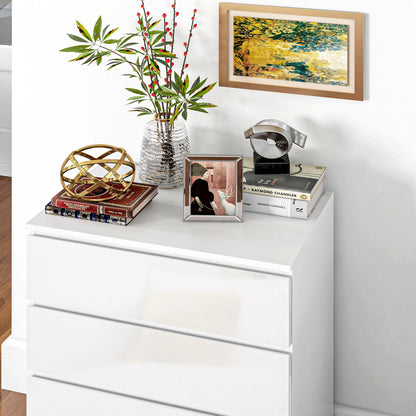 4 Drawer Cabinet, High Gloss, Bedroom Chest, Metal Runners, White Storage Cabinets at Gallery Canada