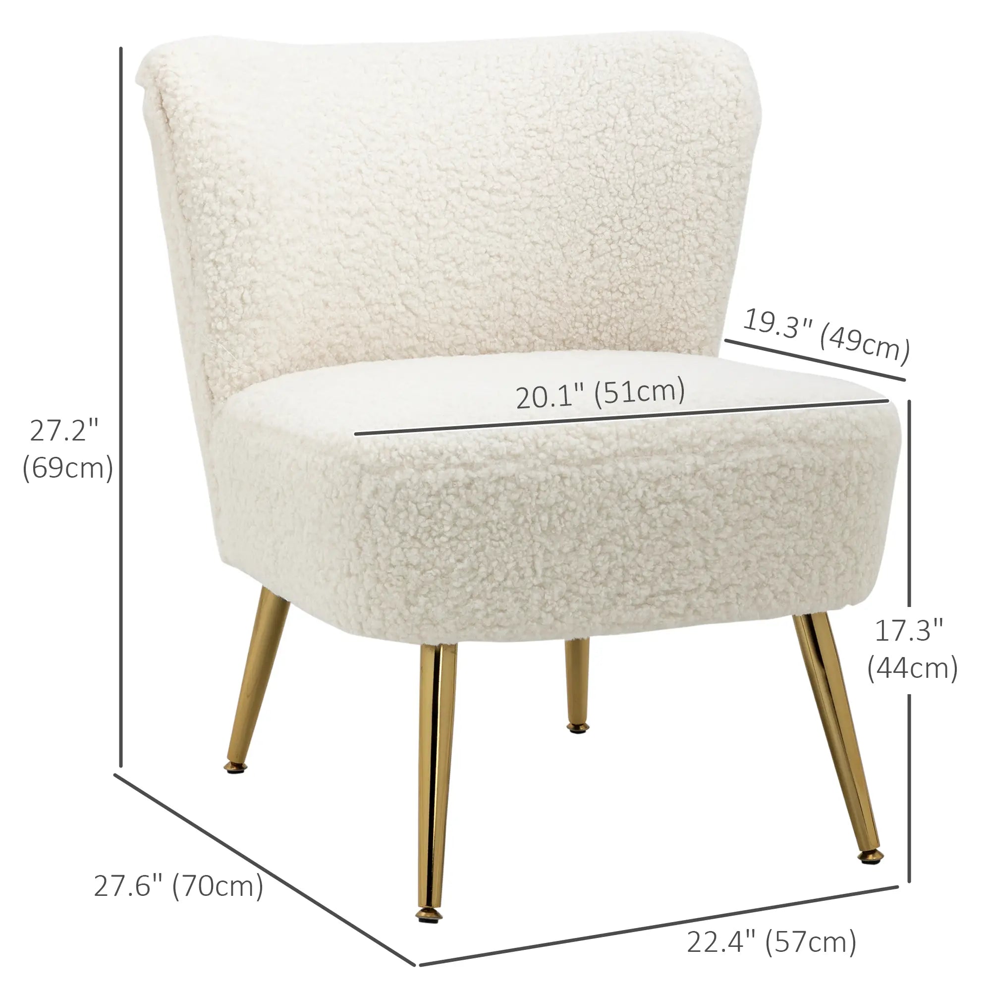 Lounge Chair, Soft Upholstery, Gold Legs, White Accent Chairs at Gallery Canada