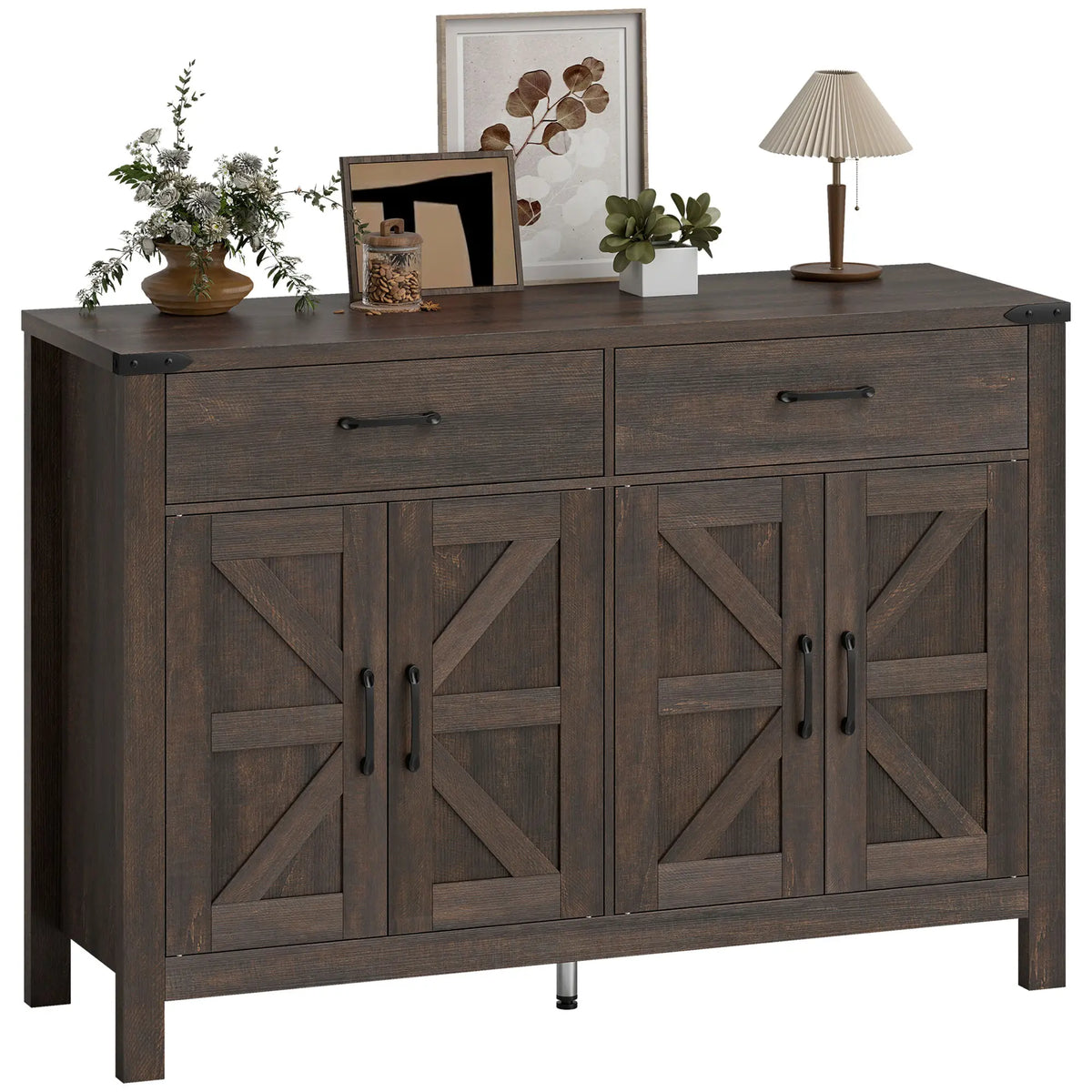 Sideboard Buffet Cabinet, Farmhouse Kitchen Storage, 2 Drawers and Shelves
