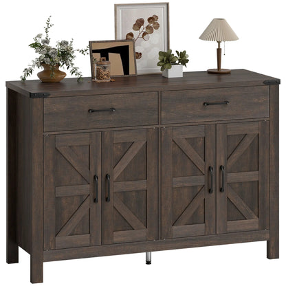 Sideboard Buffet Cabinet, Farmhouse Kitchen Storage, 2 Drawers and Shelves