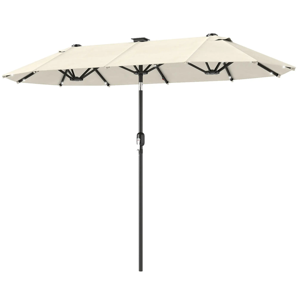 10ft Double-Sided Patio Umbrella, 35 LED Lights, 12 Ribs, Beige Double-sided Umbrellas at Gallery Canada