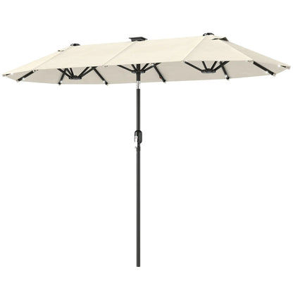 10ft Double-Sided Patio Umbrella, 35 LED Lights, 12 Ribs, Beige Double-sided Umbrellas at Gallery Canada