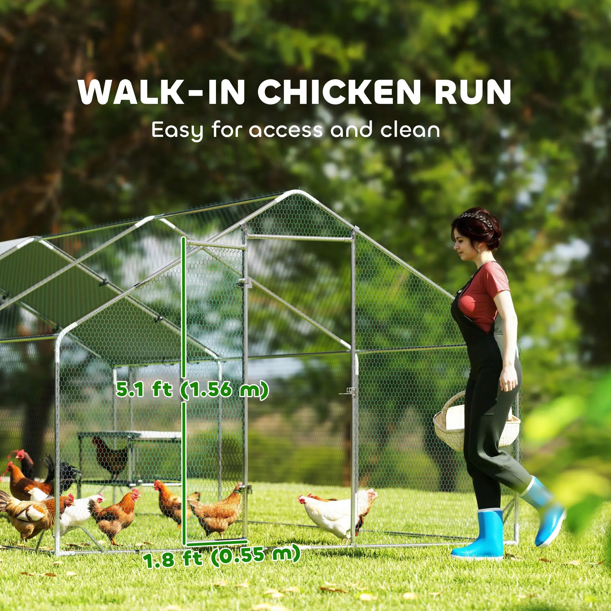 Metal Chicken Coop with Cover, Nesting Box, Roosting Bars, 9.8 x 19.7 x 6.4 ft Chicken Coops at Gallery Canada