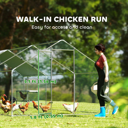 Metal Chicken Coop with Cover, Nesting Box, Roosting Bars, 9.8 x 19.7 x 6.4 ft Chicken Coops at Gallery Canada