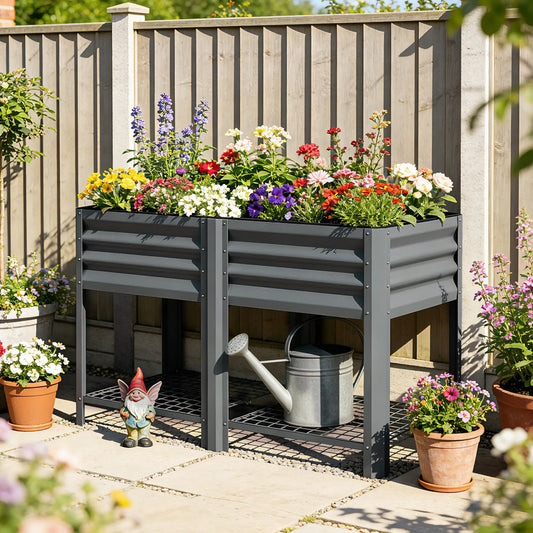 Raised Garden Bed With Legs, 31.5", Elevated Planter Box, Dark Grey Elevated Garden Beds Dark Grey at Gallery Canada