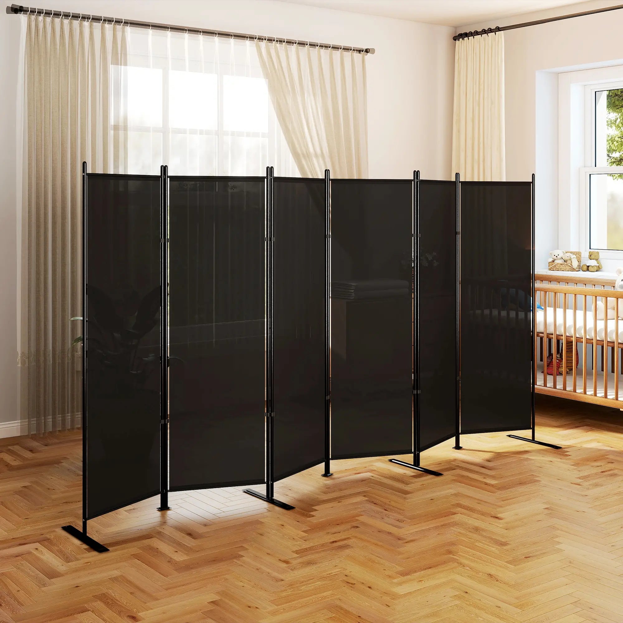 6 Ft Room Divider, Folding Privacy Screen, Charcoal Grey Room Dividers at Gallery Canada