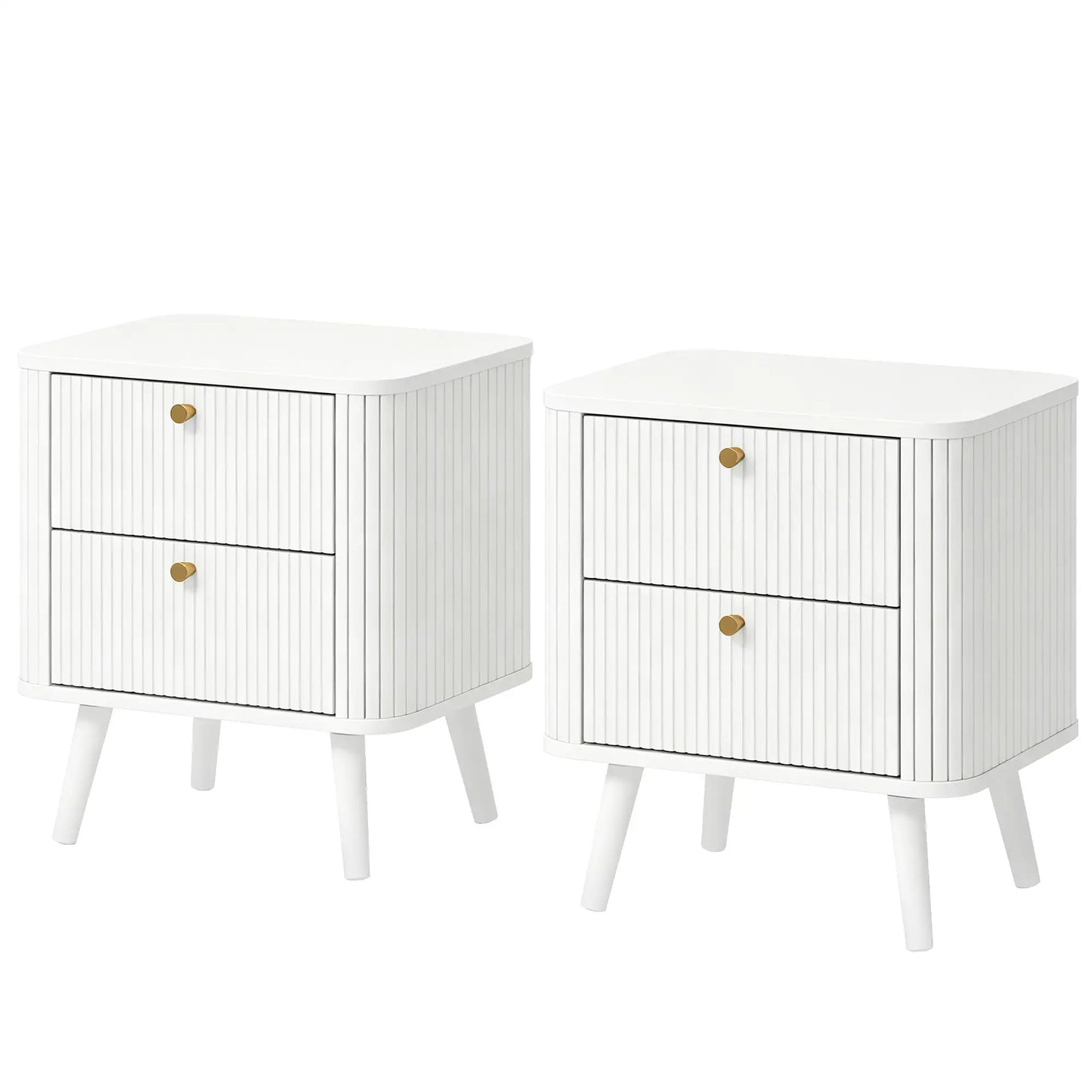 Ensemble de 2 tables de nuit, grain de bois blanc, 2 tiroirs